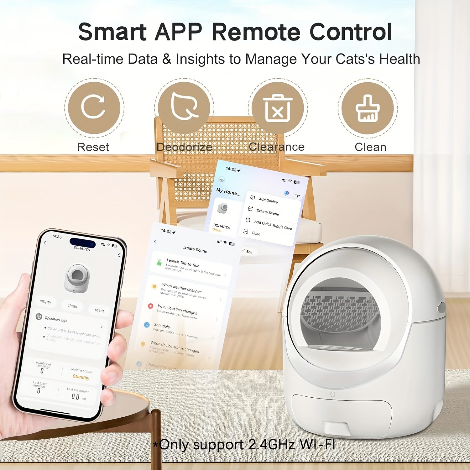 Automatic Self‑Cleaning Cat Litter Box | APP Control, Odor Removal & Safety Protection for Multi‑Cat Household with Garbage Bags