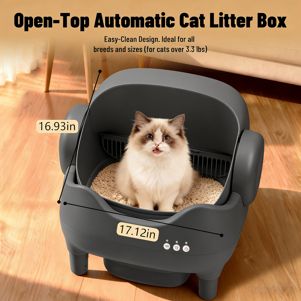 Smart Self‑Cleaning Cat Litter Box, App‑Controlled 2.4G WiFi Automatic Litter Box, 3.43Gal Large Capacity with Odor Removal & Auto‑Scoop, 14‑Day Hands‑Free Care with Accessories for Pets