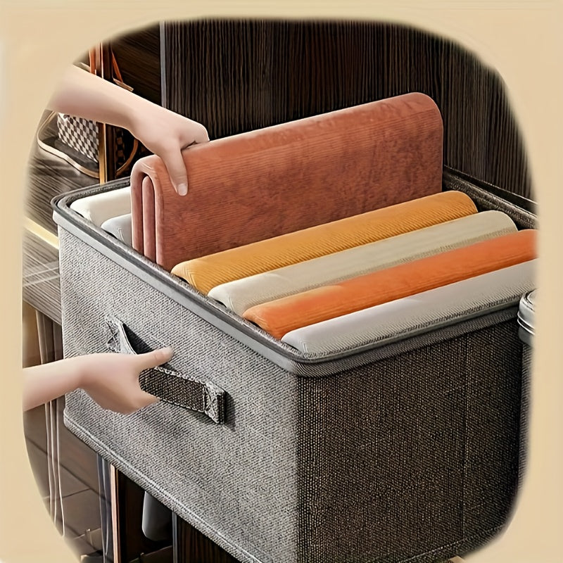 4Pcs Extra Large Foldable Cationic Storage Box Waterproof Organizer with Dual Zippers 3 Handles for Wardrobe Bedroom Kitchen Bedding Books Home Storage