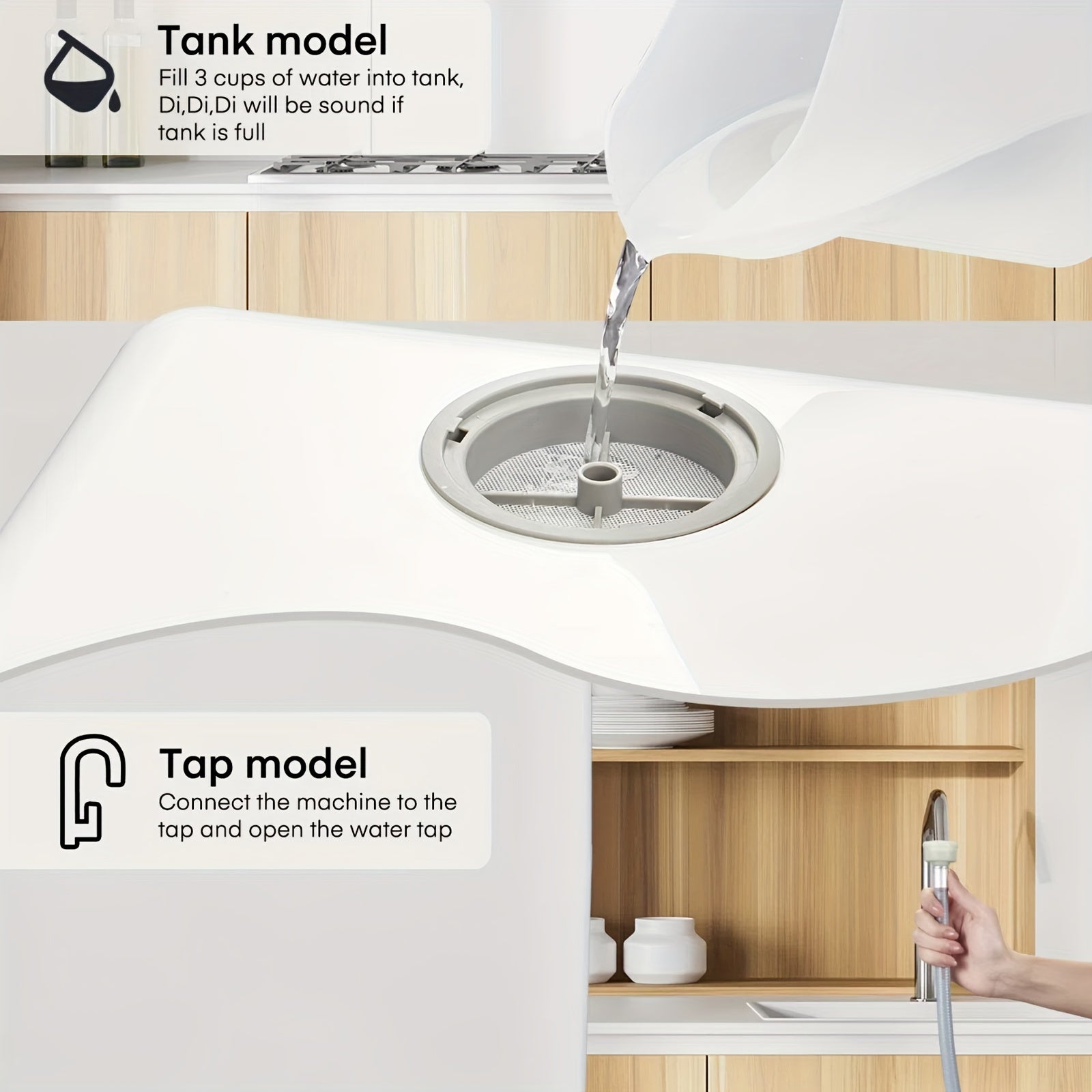 Portable Countertop Dishwasher with 1.32gal Built‑in Water Tank, No Hookup Required, 5+1 Washing Programs, Baby Care, Dual Spray, High‑Temp & Air‑Dry for Home Apartment RV