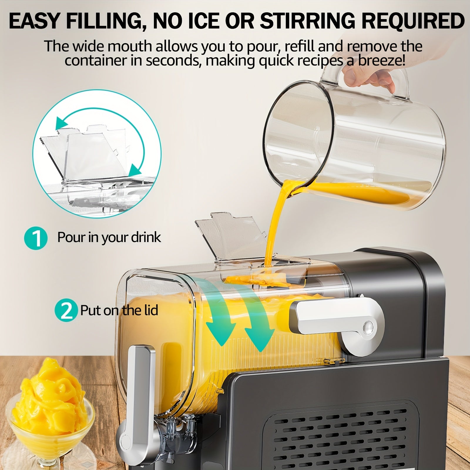 Instant Slushie Maker, 70oz No‑Ice Frozen Drink Machine with 6 Presets & Auto‑Clean Function for Home Use