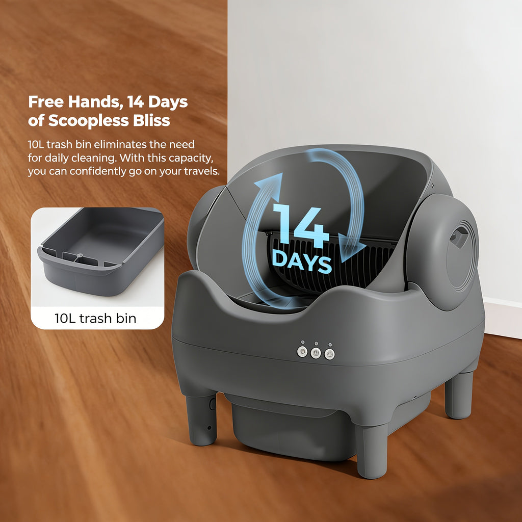 Smart Self‑Cleaning Cat Litter Box, App‑Controlled 2.4G WiFi Automatic Litter Box, 3.43Gal Large Capacity with Odor Removal & Auto‑Scoop, 14‑Day Hands‑Free Care with Accessories for Pets