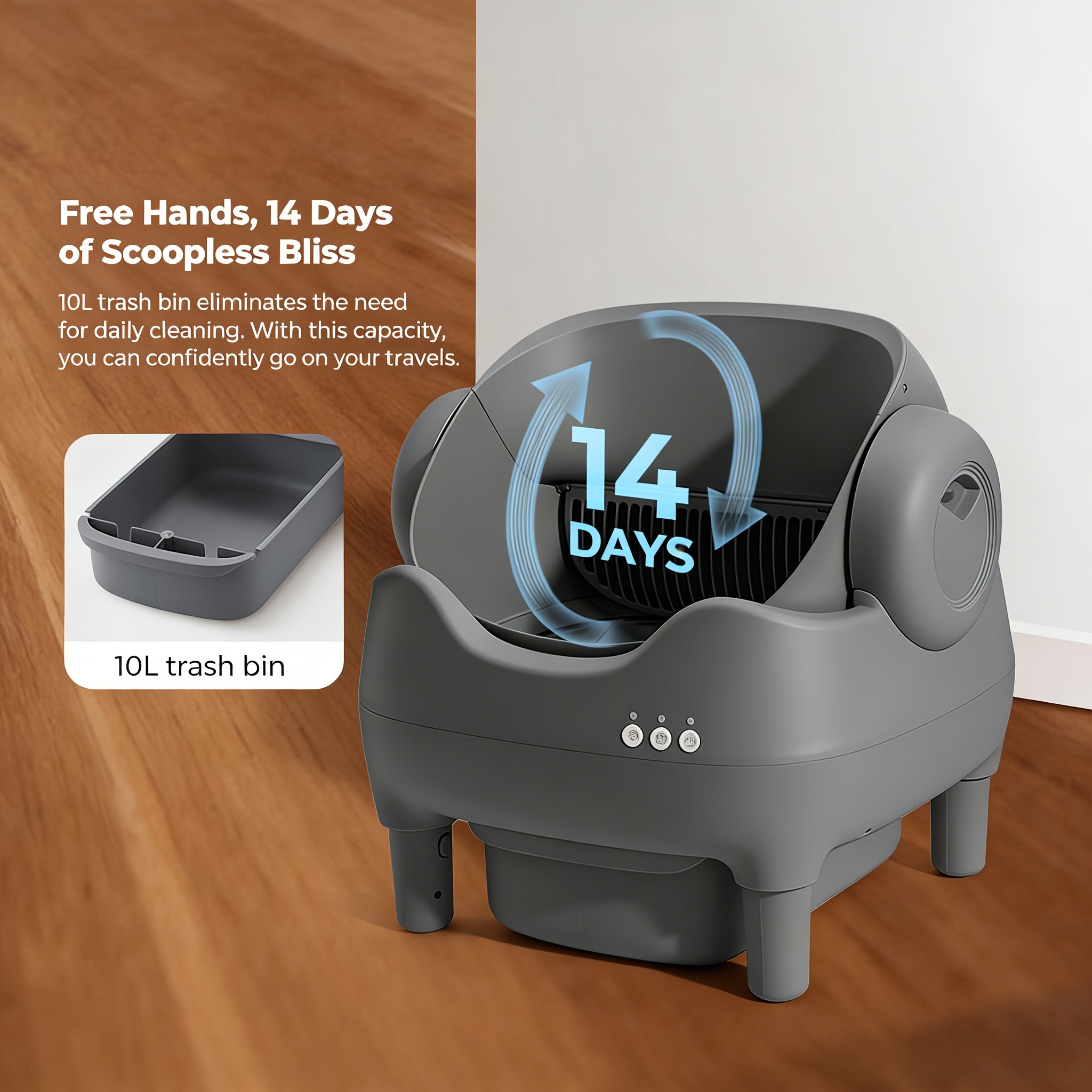 Smart Self‑Cleaning Cat Litter Box, App‑Controlled 2.4G WiFi Automatic Litter Box, 3.43Gal Large Capacity with Odor Removal & Auto‑Scoop, 14‑Day Hands‑Free Care with Accessories for Pets