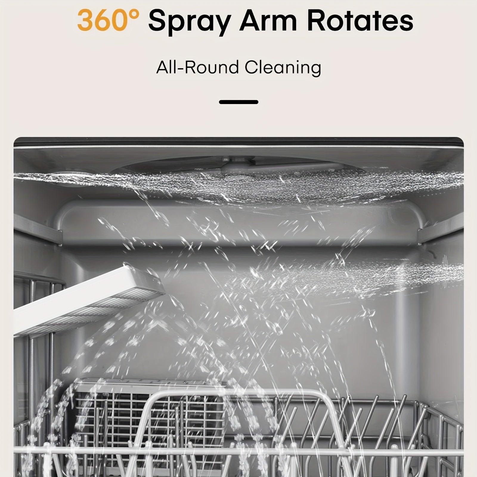 Portable Countertop Dishwasher with 1.32gal Built‑in Water Tank, No Hookup Required, 5+1 Washing Programs, Baby Care, Dual Spray, High‑Temp & Air‑Dry for Home Apartment RV