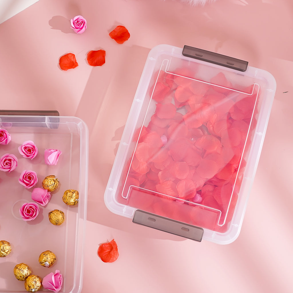 Clear Plastic Storage Box with Lid, Large Capacity Stackable Portable Organizer Box, Multi-Purpose for School Supplies Pencil Case Office Home Storage