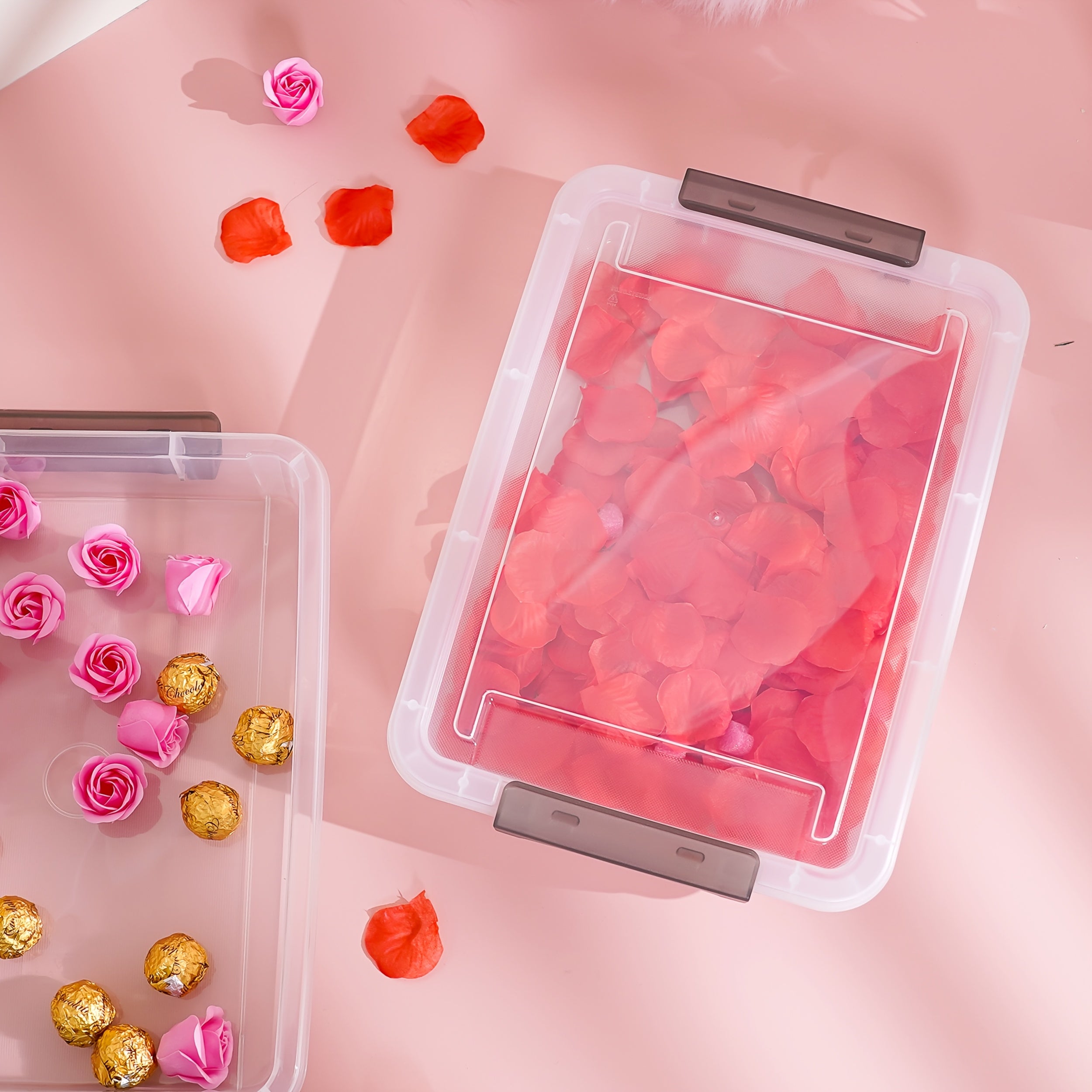 Clear Plastic Storage Box with Lid, Large Capacity Stackable Portable Organizer Box, Multi-Purpose for School Supplies Pencil Case Office Home Storage