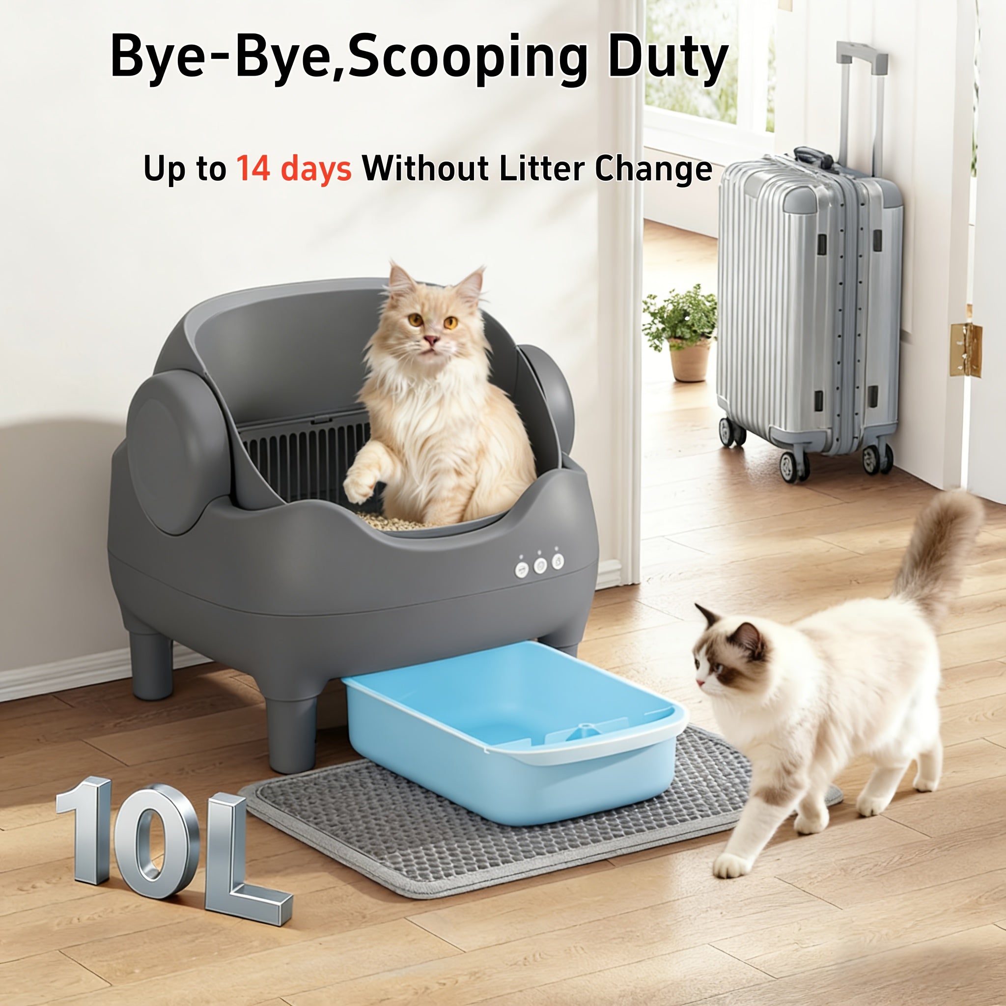 Smart Self‑Cleaning Cat Litter Box, App‑Controlled 2.4G WiFi Automatic Litter Box, 3.43Gal Large Capacity with Odor Removal & Auto‑Scoop, 14‑Day Hands‑Free Care with Accessories for Pets