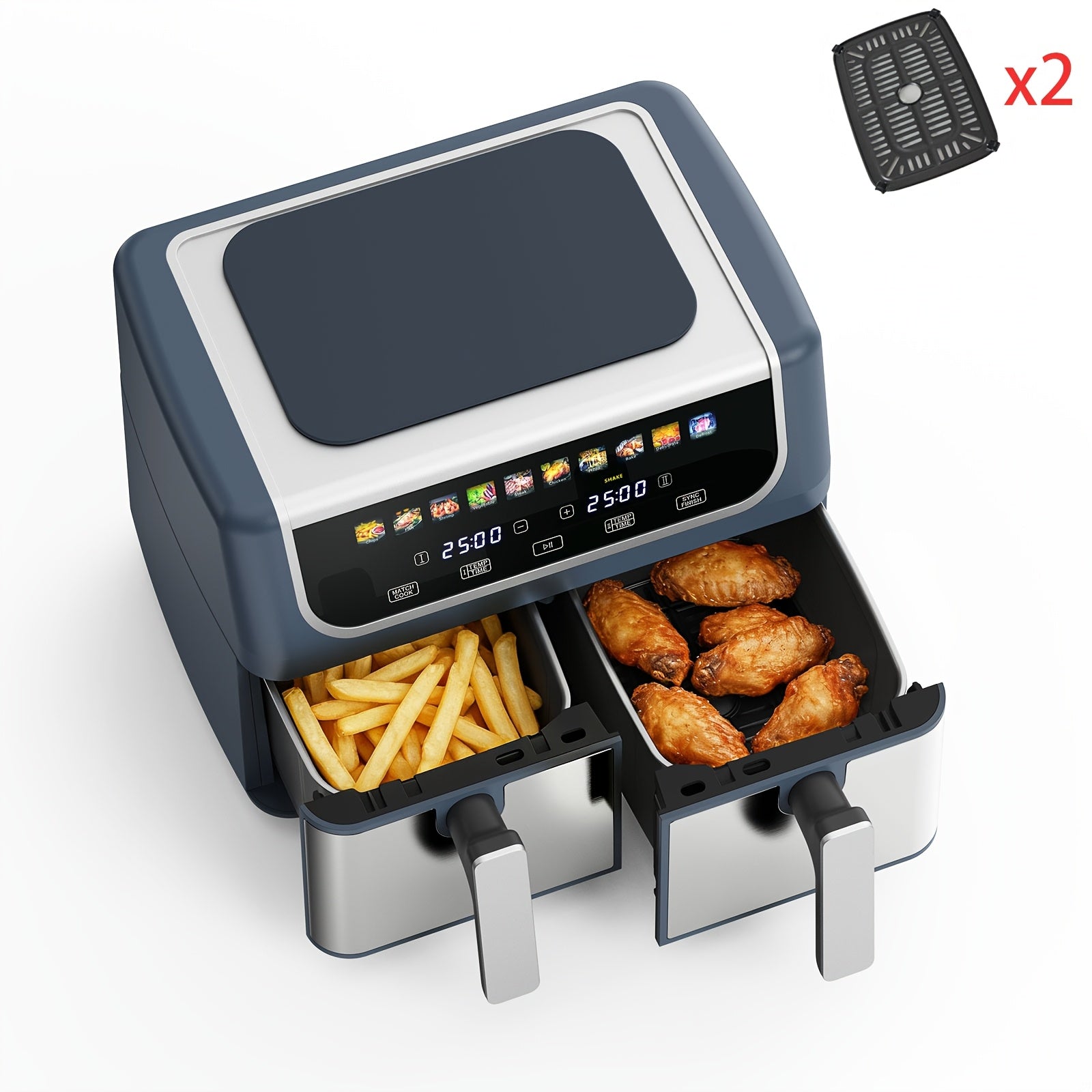 9.5 Quart Large Dual Basket Air Fryer | Independent Temp Control, Sync Mode, 10 Cooking Presets, Shake Reminder, Multi‑Function Oven for Home Use