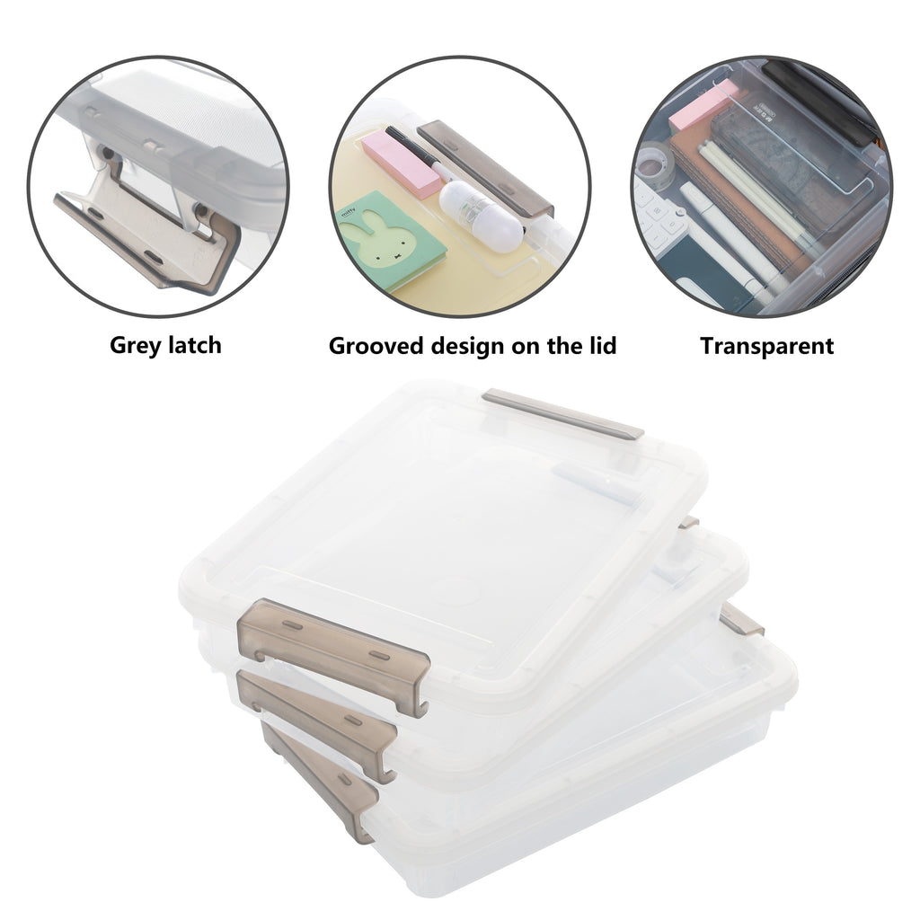 Clear Plastic Storage Box with Lid, Large Capacity Stackable Portable Organizer Box, Multi-Purpose for School Supplies Pencil Case Office Home Storage