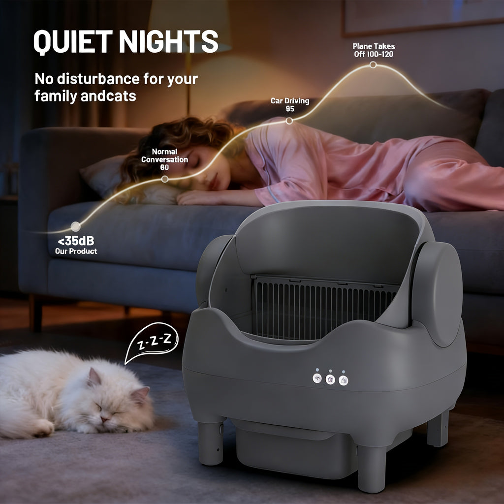 Smart Self‑Cleaning Cat Litter Box, App‑Controlled 2.4G WiFi Automatic Litter Box, 3.43Gal Large Capacity with Odor Removal & Auto‑Scoop, 14‑Day Hands‑Free Care with Accessories for Pets