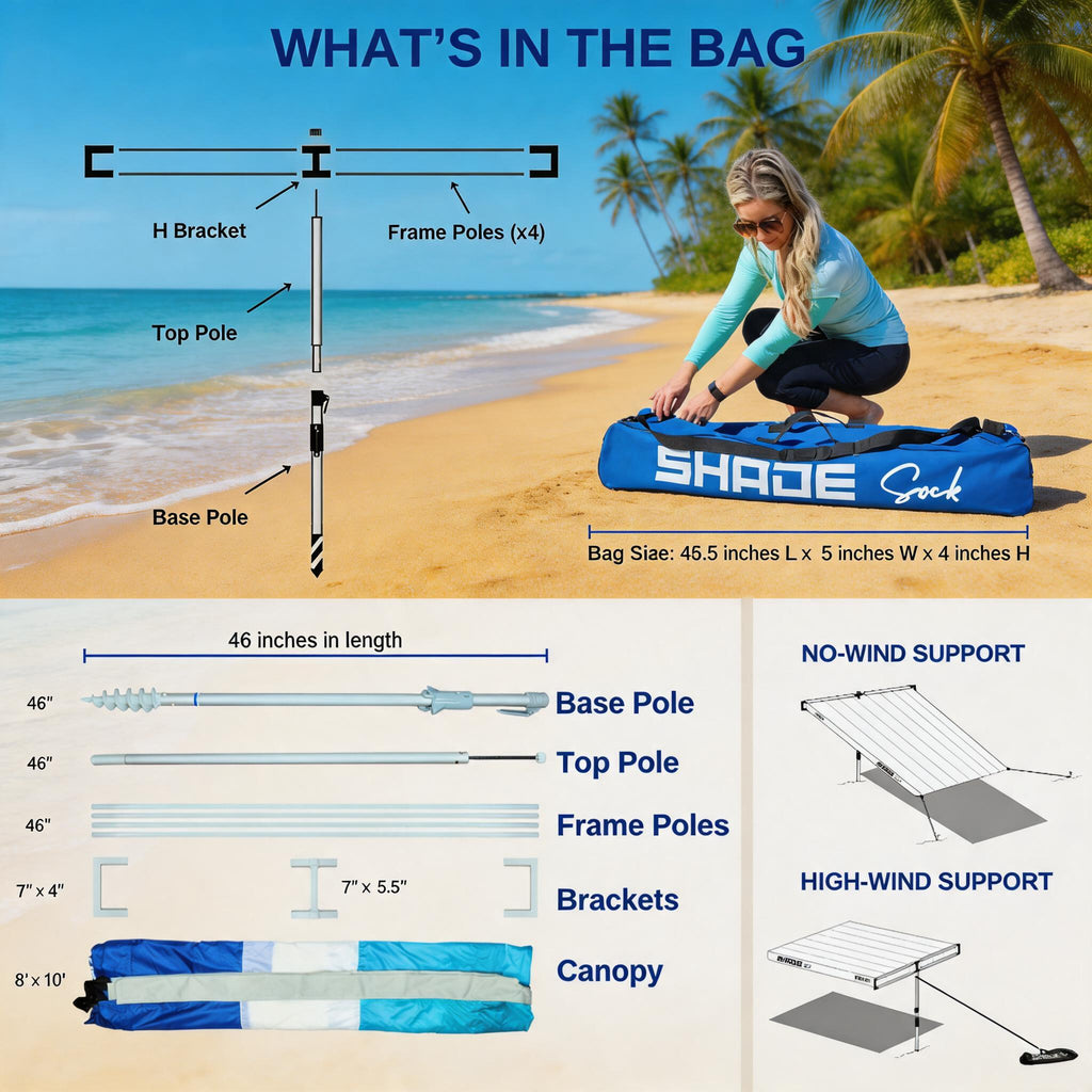 ShadeSock - Wind-Inflating, Silent Beach Shade