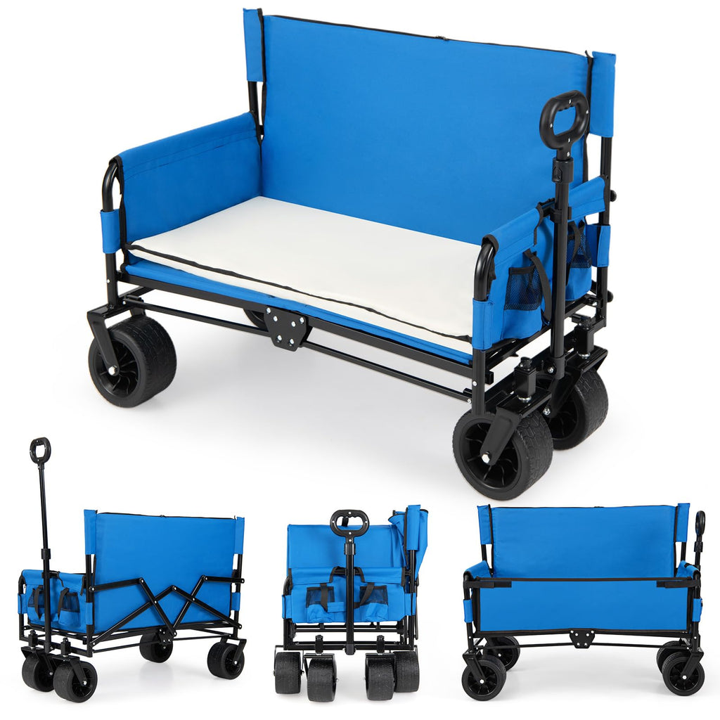 Collapsible All-Terrain Utility Wagon with Bench