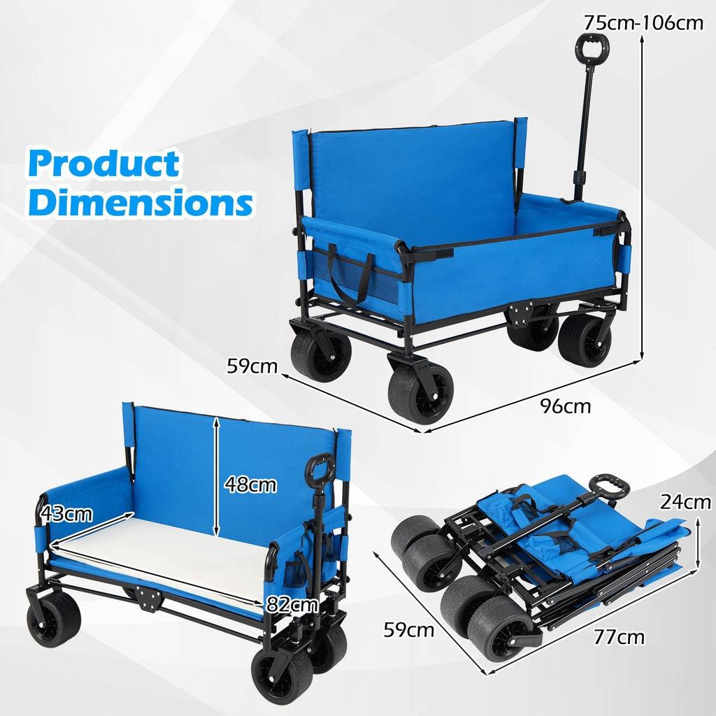 Collapsible All-Terrain Utility Wagon with Bench