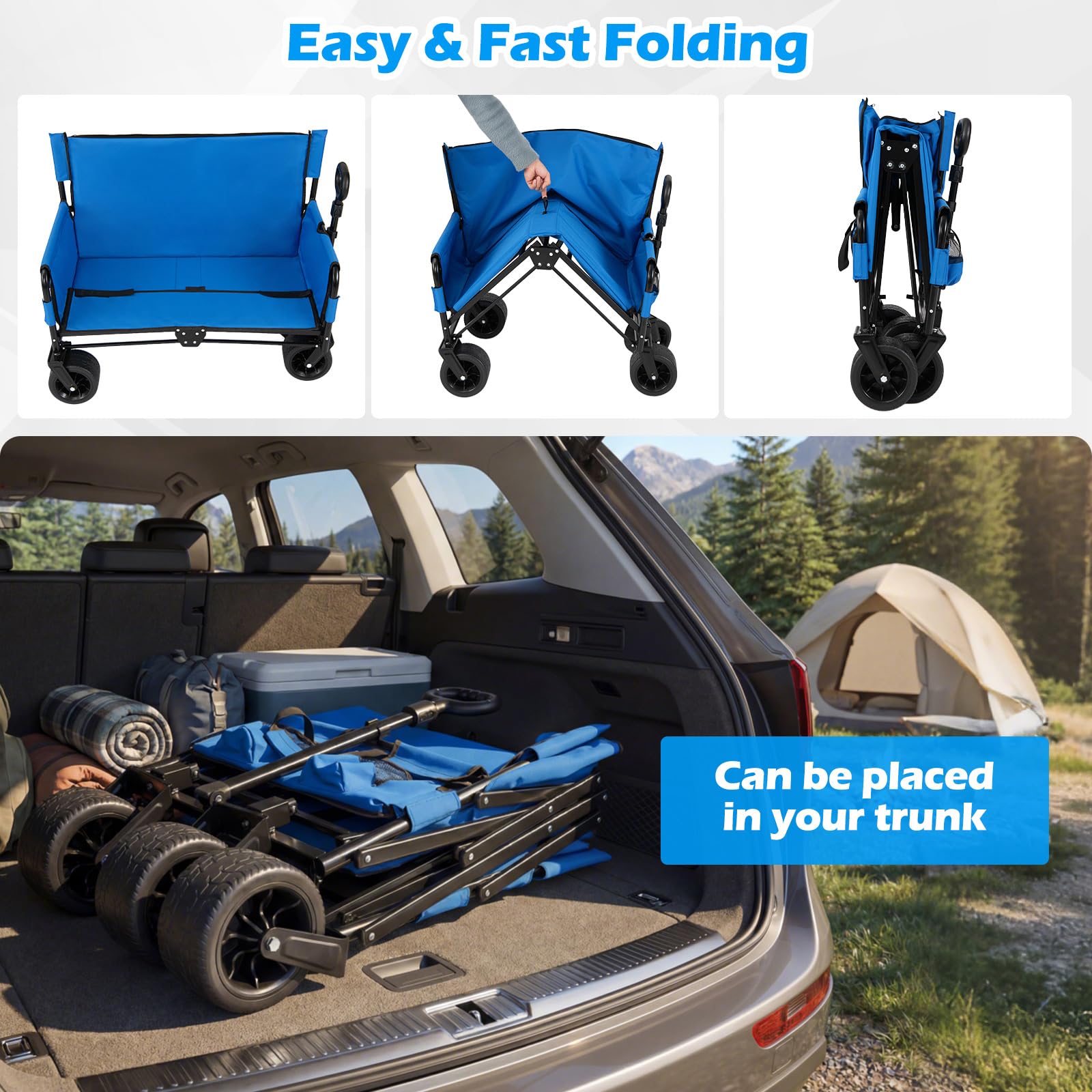 Collapsible All-Terrain Utility Wagon with Bench