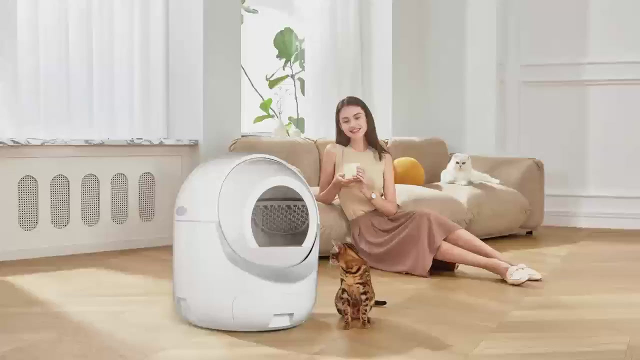 Automatic Self‑Cleaning Cat Litter Box | APP Control, Odor Removal & Safety Protection for Multi‑Cat Household with Garbage Bags