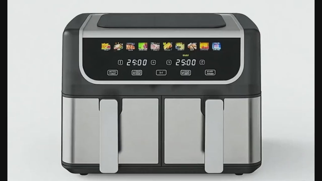9.5 Quart Large Dual Basket Air Fryer | Independent Temp Control, Sync Mode, 10 Cooking Presets, Shake Reminder, Multi‑Function Oven for Home Use